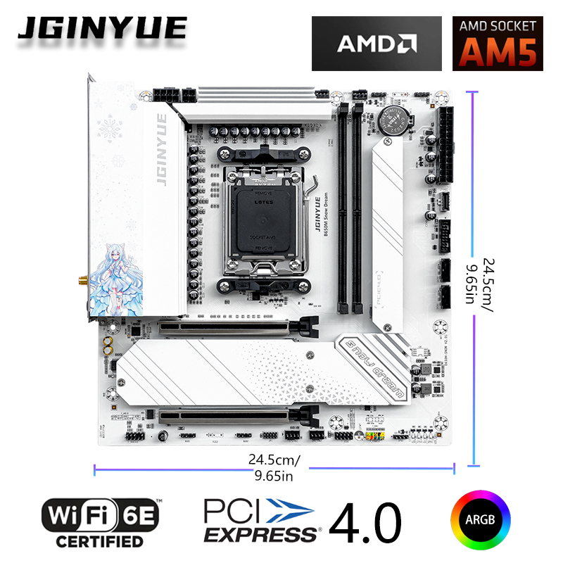 JGINYUE B650M Snow Dream WiFi  - Ddr5 Rgb Ram ulasan dan harga